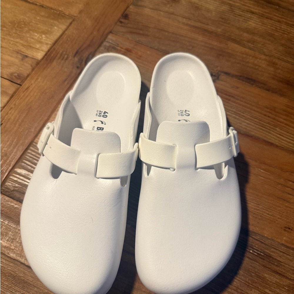 Birkenstock White Slip-On Shoes Croc Material